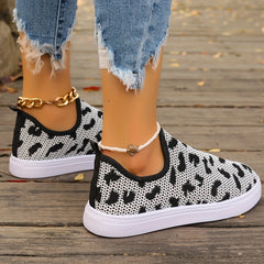 Cow Pattern Slip on Sneakers for Women, Lightweight Walking Shoes