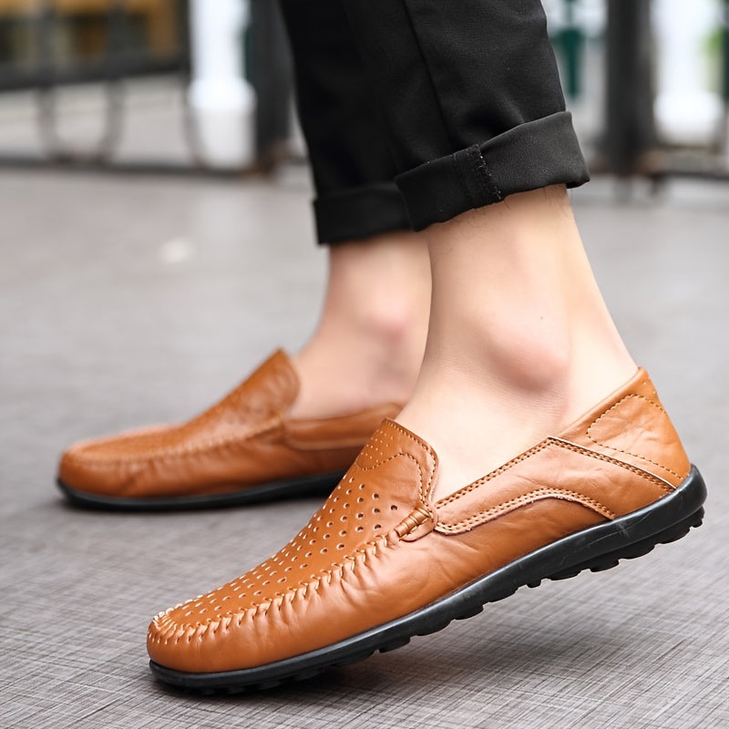 Men's Stitching Loafers Lightweight Slip On Flat Shoes