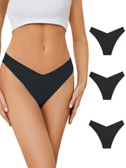 3pcs Seamless Solid Briefs Breathable Intimates Panties