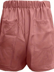 Solid Drawstring Shorts Casual Elastic Waist With Pockets