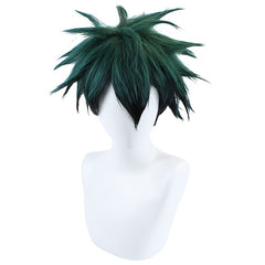 Men's Green Gradient Short Curly Anime Wig