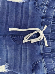 Retro Jeans Women's Plus Ripped Elastic High Rise Crop Jeans