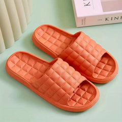 Women's Plaid Pattern Slides Soft Sole Quilted Lightweight Bath Shoes