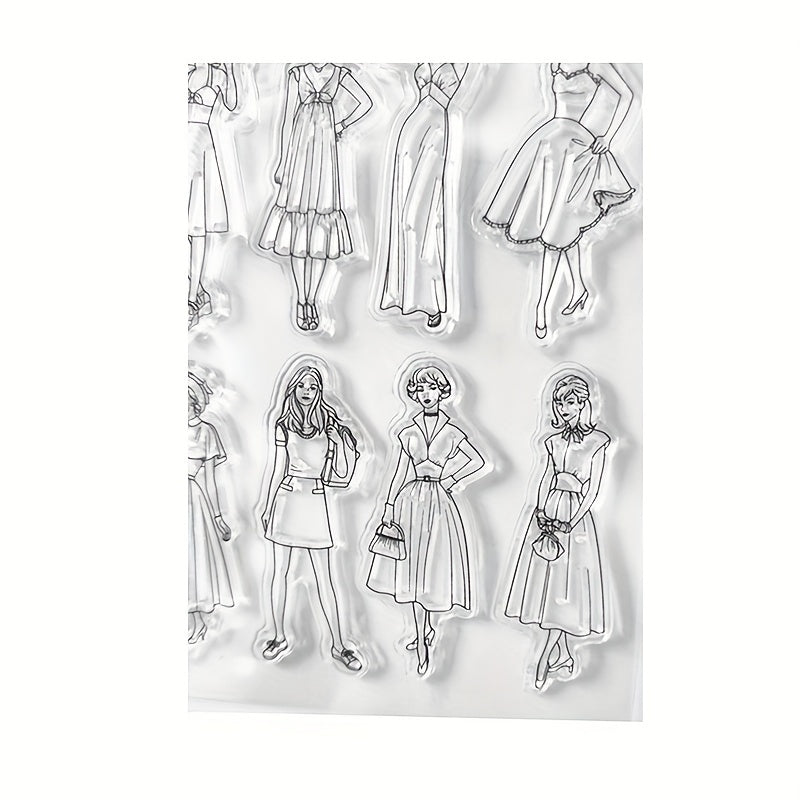 Arbuya Women Mother Vintage Dress Silicone Rubber Stamp for Scrapbooking DIY