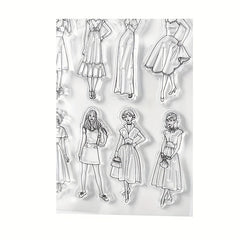 Arbuya Women Mother Vintage Dress Silicone Rubber Stamp for Scrapbooking DIY
