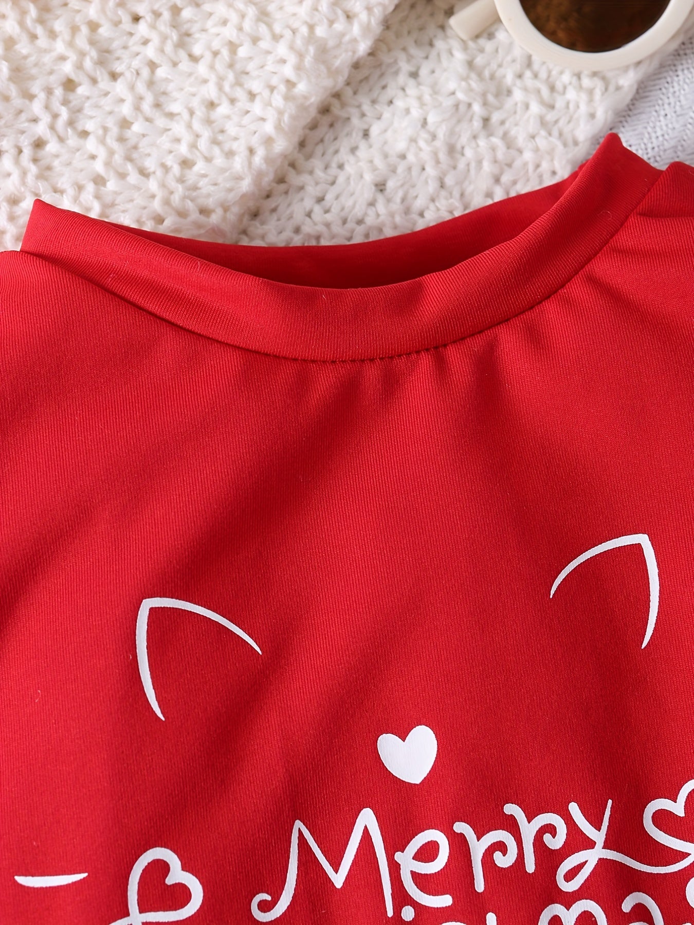 Girl's Cartoon Cat Print 2pcs Set Sweatshirt & Leggings