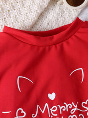 Girl's Cartoon Cat Print 2pcs Set Sweatshirt & Leggings