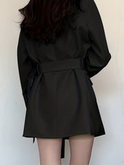 Solid Lapel Blazer Long Sleeve Work Office Outerwear Women's Clothing