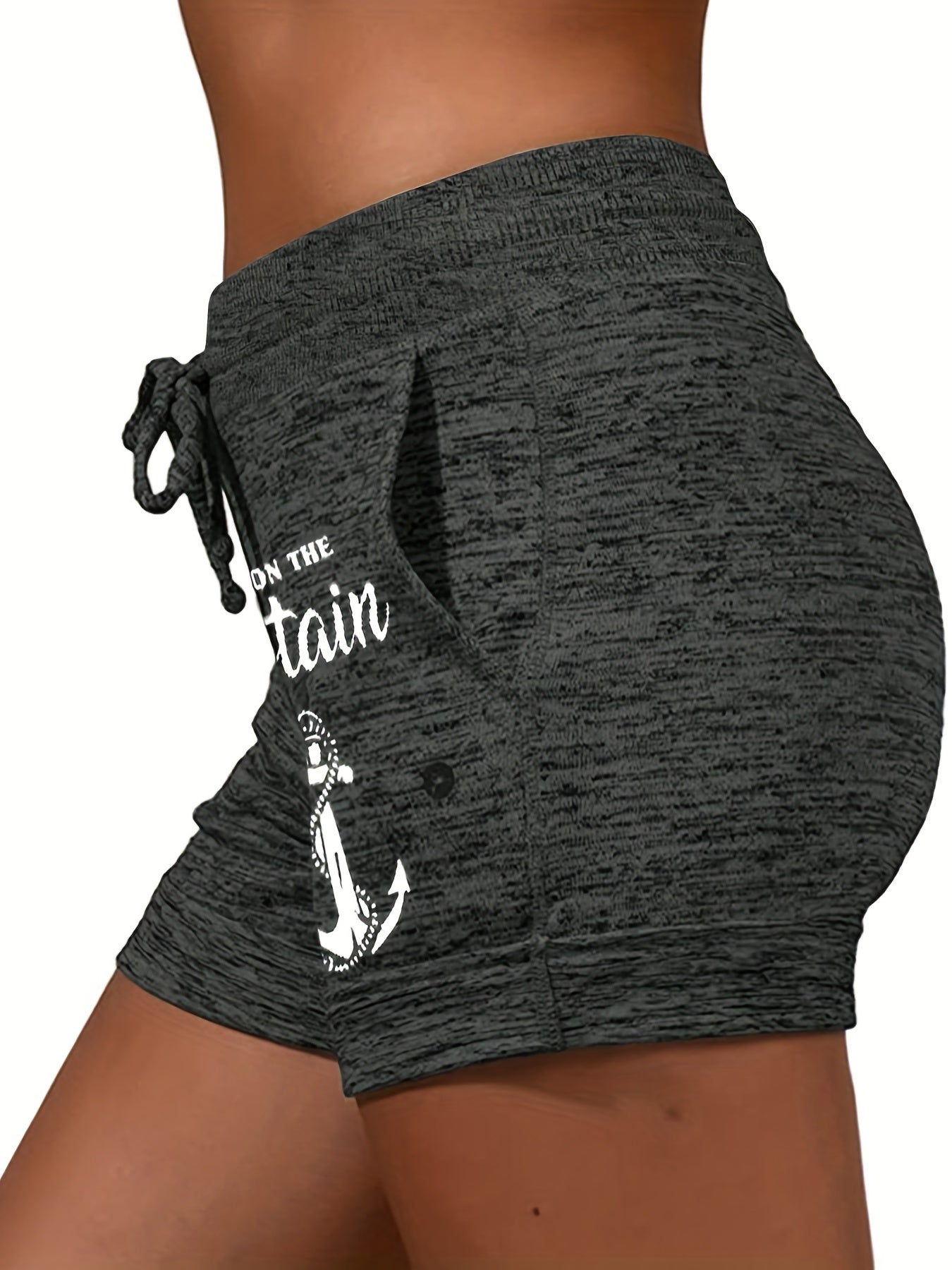 Anchor Print Drawstring Shorts Women's Casual Shorts