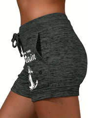 Anchor Print Drawstring Shorts Women's Casual Shorts