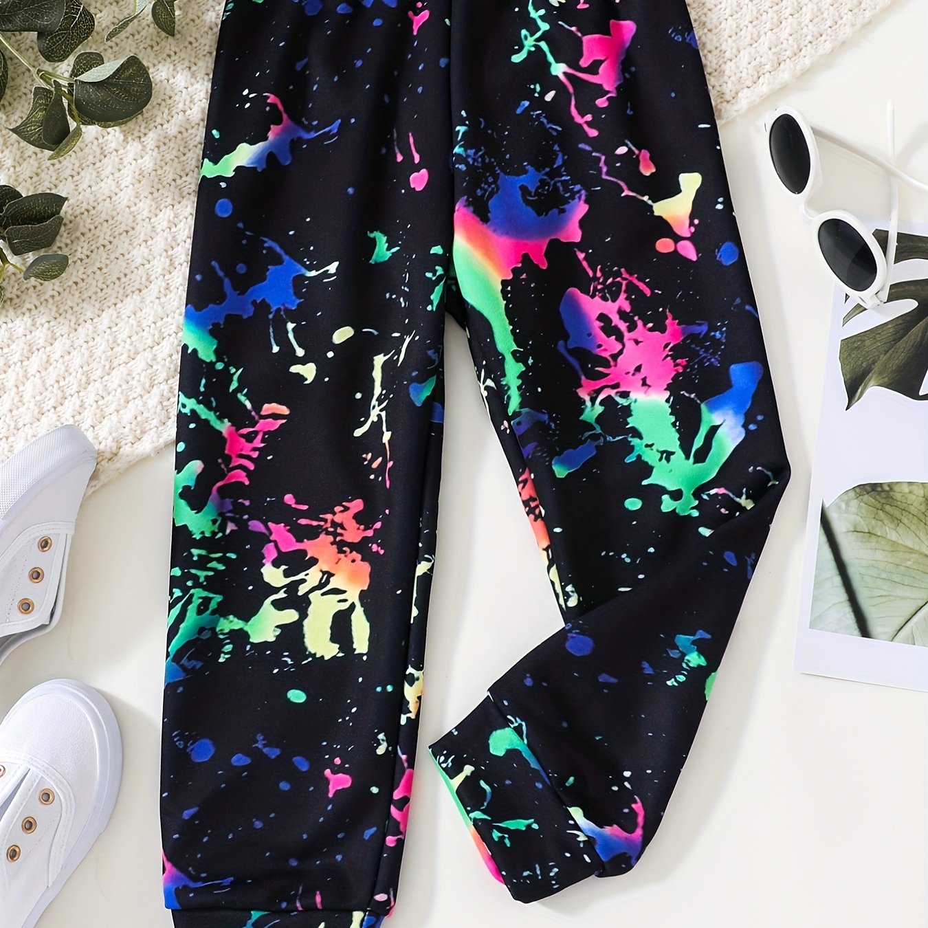 Colorful Ink Print Boys Casual Long Pants Spring Autumn Kids Clothing