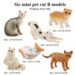 Realistic Grey & Orange Cat Figurine Set - Educational Gift For Kids
