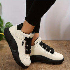 Women's Platform Sports Shoes Hook & Loop Strap Mid Top Casual Non Slip Sneakers