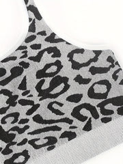Leopard Seamless Tank Crop Top Backless Sleeveless Top Women's Lingerie
