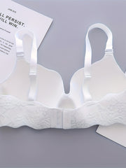Jacquard Push Up Bra with Scallop Trim