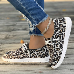 Leopard Pattern Flat Shoes Women's Slip On Casual Shoes Lightweight