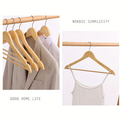 5pcs Non Slip Wooden Hangers Pants Coat Dress Drying Racks Holder