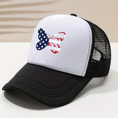 Flag Butterfly Baseball Cap Mesh Trucker Dad Hats Sun Hats Patriotic Cap