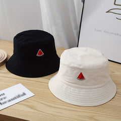 Embroidery Couple Basin Hat Cartoon Watermelon Sunscreen Beach Hat