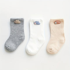 3 Pairs Cartoon Elephant Cloud Socks for Baby Girls Boys