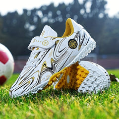 Kids Hook & Loop TF Soccer Cleats Lightweight Breathable Non Slip Football Shoes