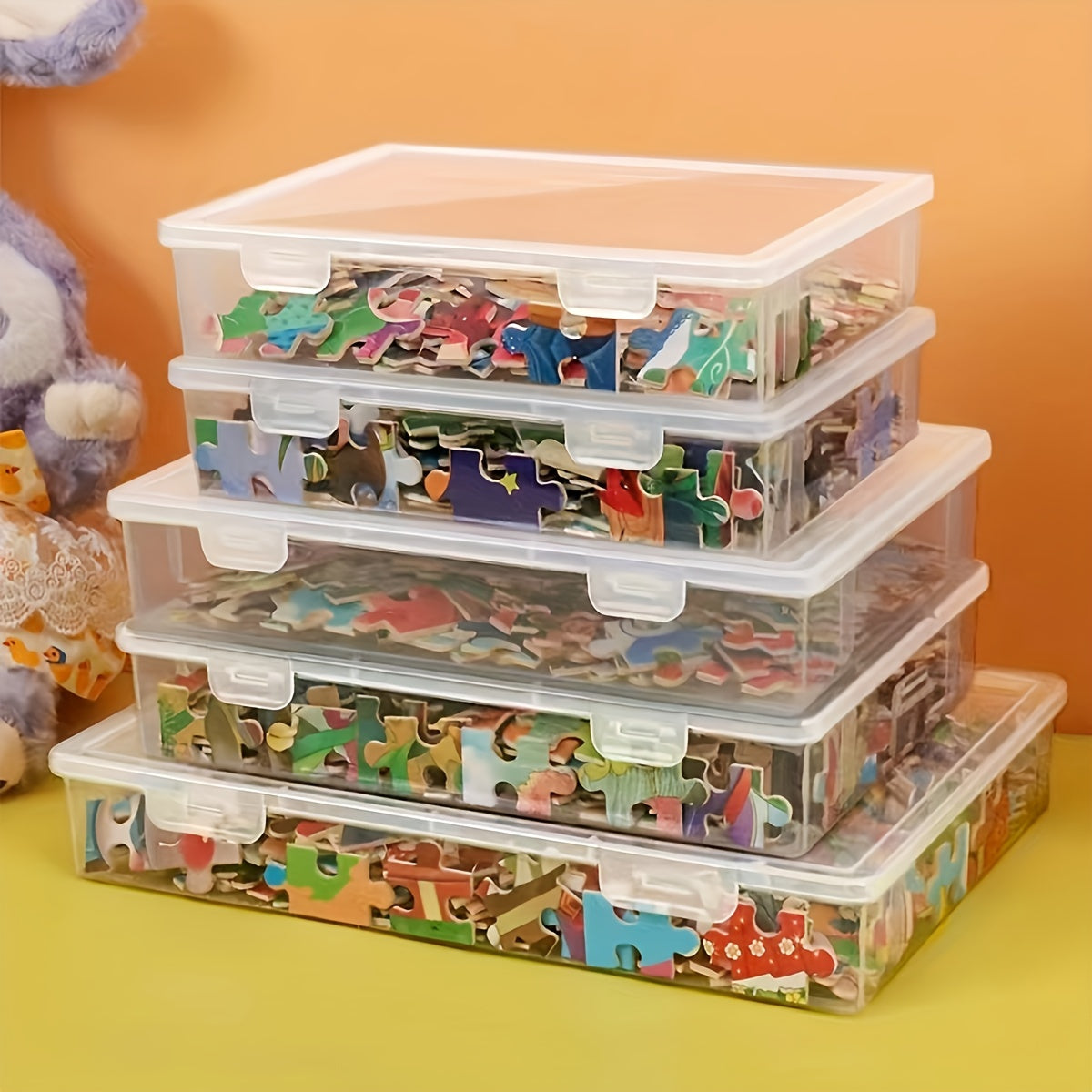 Large Capacity Transparent Building Blocks Puzzle Storage Box