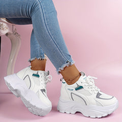 Women's Chunky Mesh Dad Shoes Lace Up Platform Sneakers