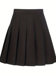 Kid Girls' Pleated Skirt High Waist Preppy Skirt Multicolor Optional