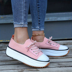 Women's Knit Platform Sneakers Lace Up Outdoor Shoes Lightweight