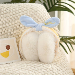 Bow Lace Plush Earmuffs Female Winter Warm Ear Protection
