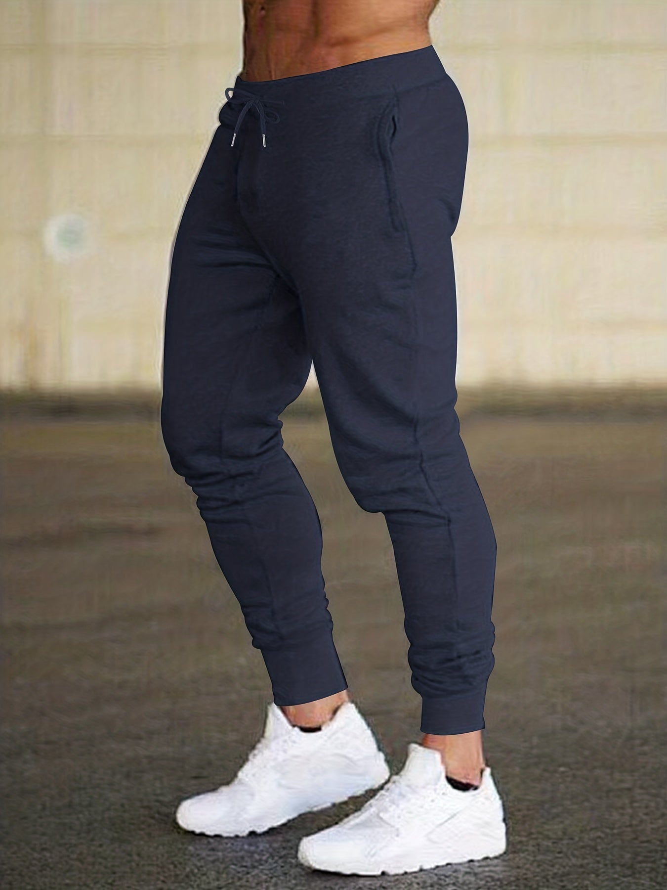 Men's Solid Drawstring Sweatpants Pocket Casual Comfy Jogger Pants