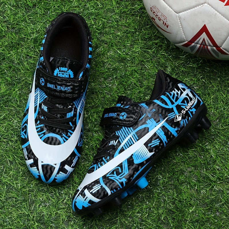 Youth Spiked Football Boots, Hook & Loop Fastener, Anti-Skid, Breathable