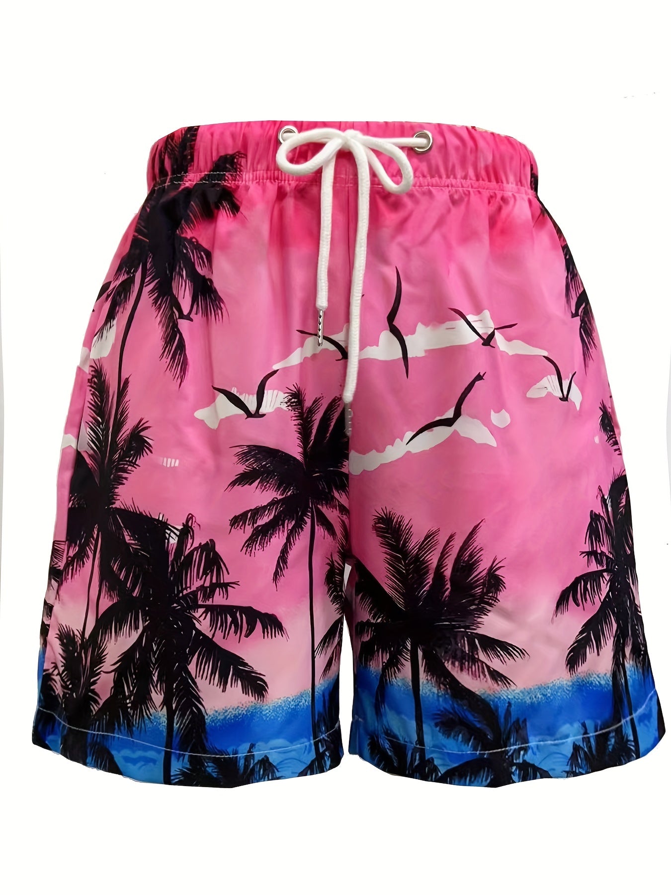 Coconut Tree Pattern Print Men's Swim Trunks Quick Dry Beach Shorts