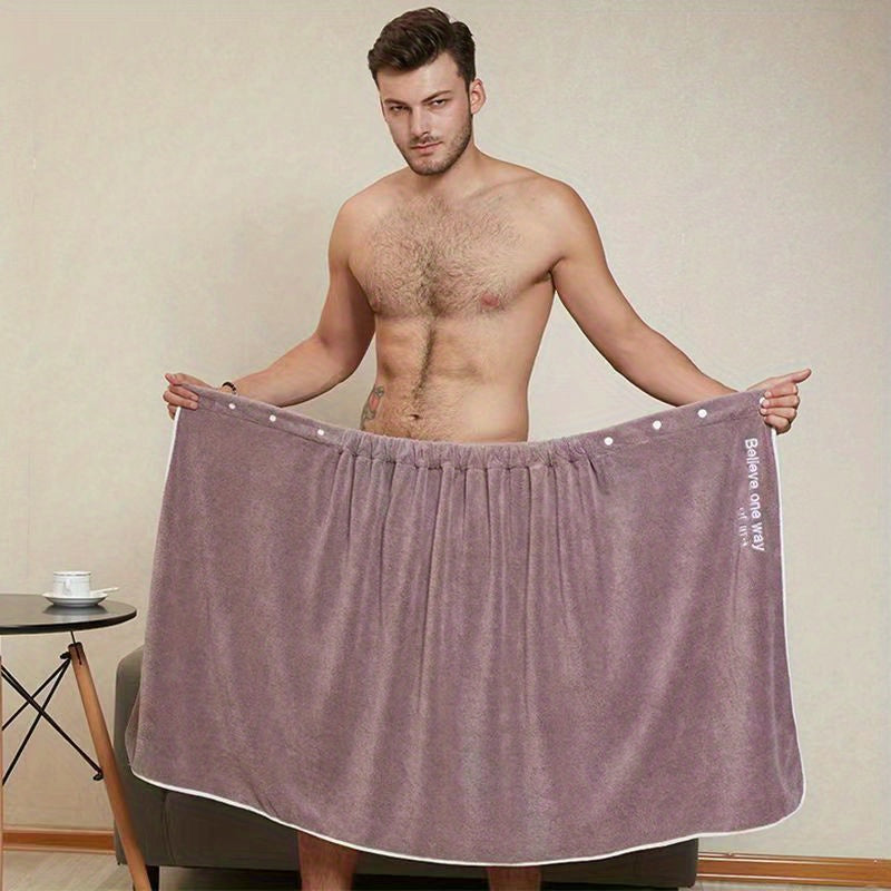 Men's Adjustable Shower Wrap Bath Towel Soft Wearable Bath Skirt