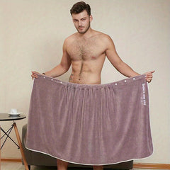 Men's Adjustable Shower Wrap Bath Towel Soft Wearable Bath Skirt