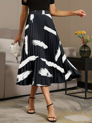 Pleated Skirts Casual Elastic Waist Maxi Skirts Women's Clothing