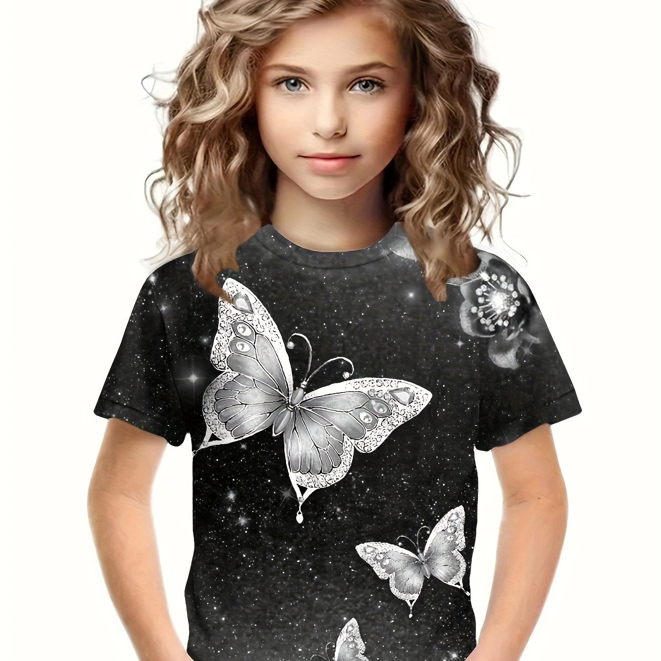 Dreamy Butterfly Pattern Short Sleeve T-shirt