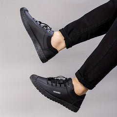 Men's No Tie Microfiber Leather Sneakers Casual Walking Shoes