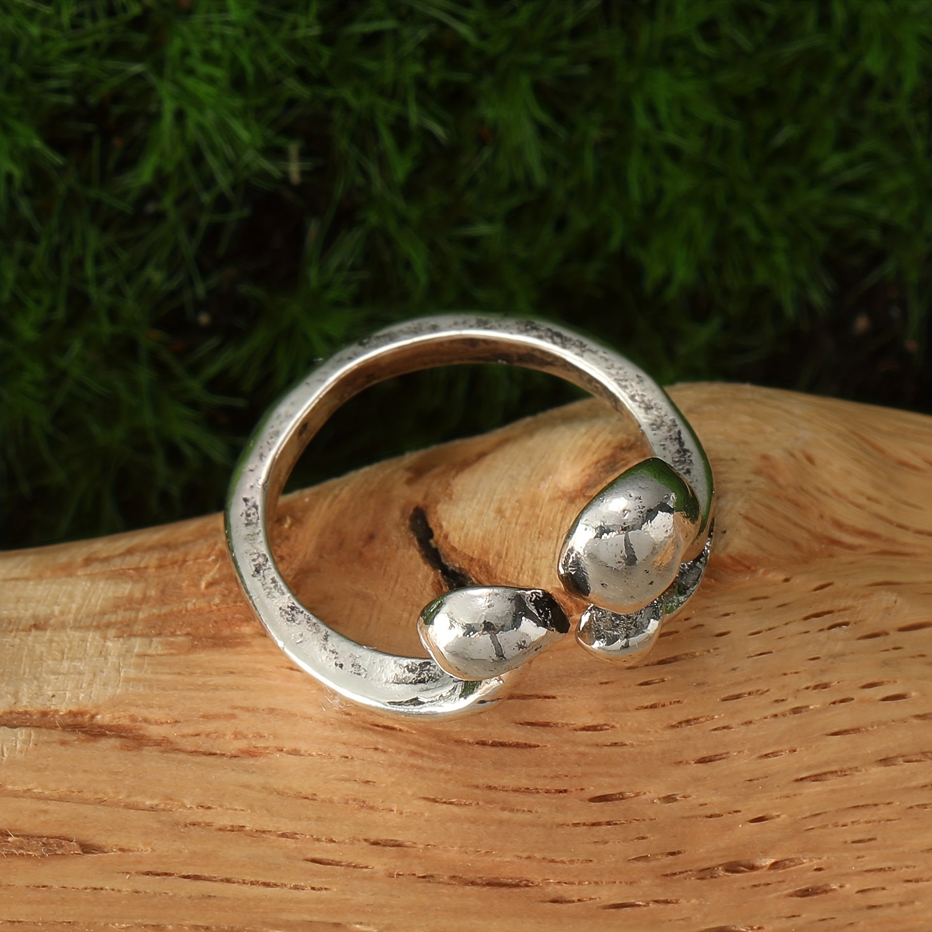 Vintage Mushroom Ring Silver Plated Adjustable Jewelry
