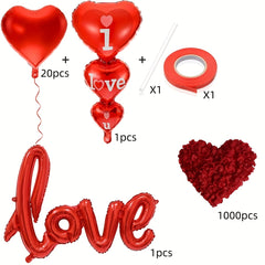 Large Red Heart Balloon Romantic Rose Petal 1000pcs