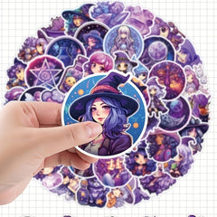 50pcs Purple Cartoon Graffiti Stickers Waterproof DIY Sticker Pack