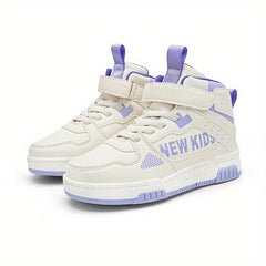 Kids High Top Skate Shoes Hook & Loop Fastener Comfy Durable Anti Skid