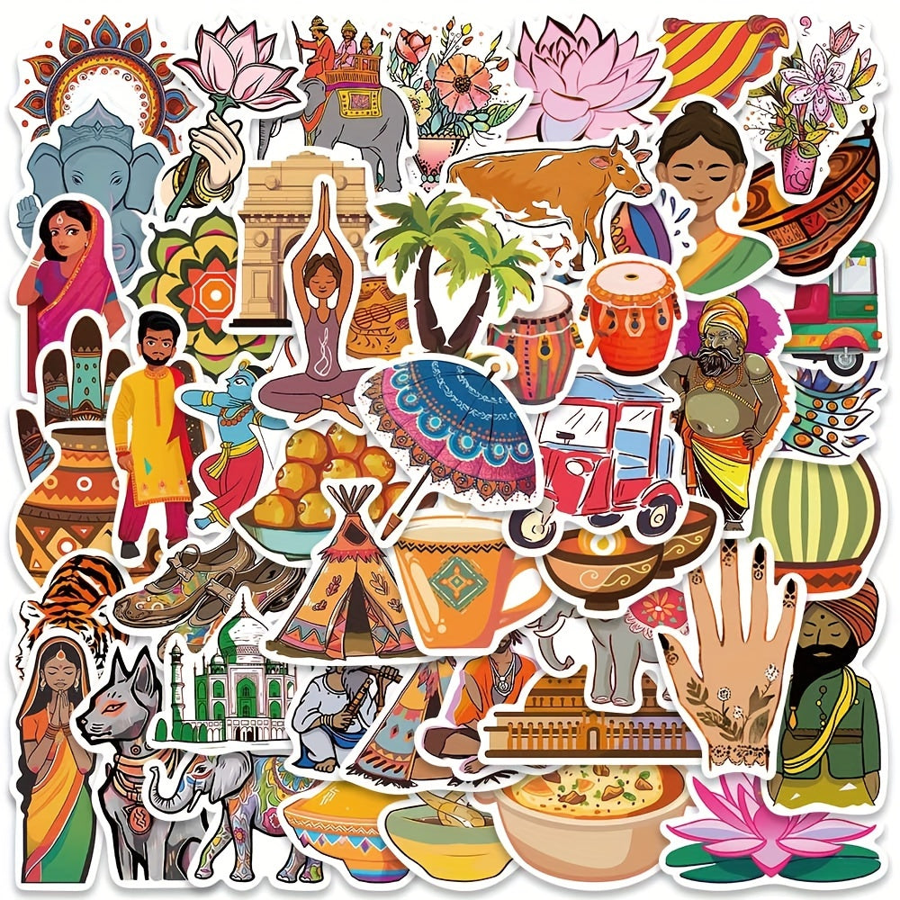 50pcs Indian Silk Embroidery Stickers For Luggage Window Phone Cup