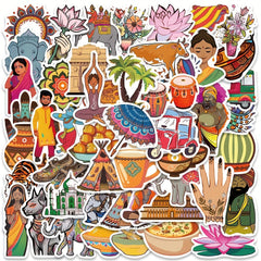 50pcs Indian Silk Embroidery Stickers For Luggage Window Phone Cup