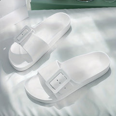 Women's Open Toe Soft Sole Bathroom Slides Non Slip Flat Shoes