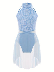 Girls Halter Neck Sleeveless Dance Dress Latin Dancer
