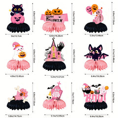9pcs Pink Halloween Table Decorations Outdoor Party Props & Banner