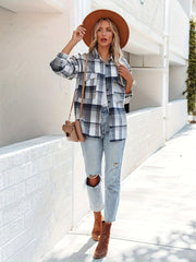 Plaid Print Classic Jacket Button Front Outerwear