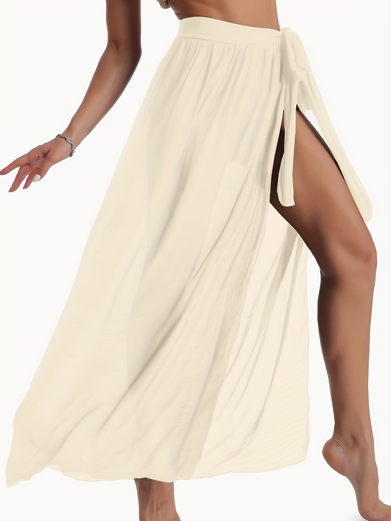 Semi Sheer Cover Up Wrap Stretch Beach Cover Up Skirt Women's Swimwear