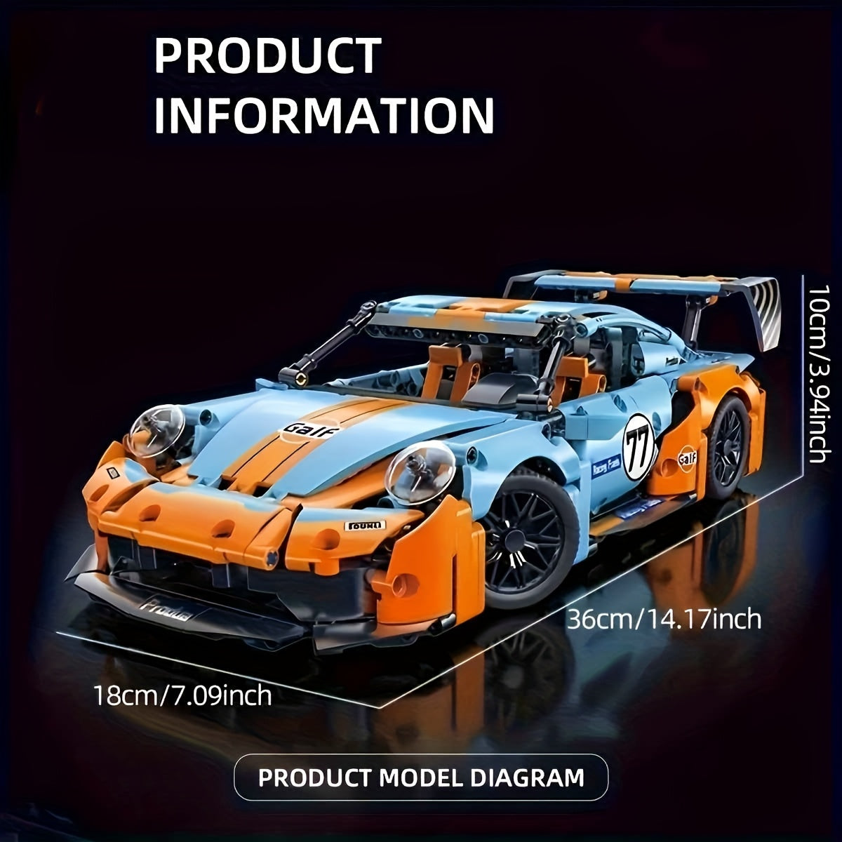 Ocs Orange Sports Car Building Blocks Racing Car Building Block Toy Set